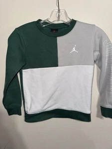 Nike Air Jordan Green/Gray/White Crew Sweatshirt Youth Large  EUC - Picture 1 of 7