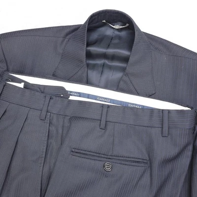 Traje Canali Para Hombre Azul Marino Rayas Lana Dos Piezas Pantalones Chaqueta Talla EU 52L US 42L Foto 1 de 4