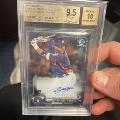 Bowman Chrome Rookie Yulieski Gurriel 2017🔥On Card Auto RC🔥Astros🔥BGS 9.5 Foto 1 de 4