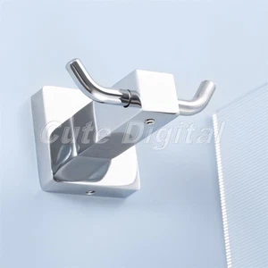 Robe Towel Double Hook Holder Stainless Wall Mounted For Hanging Items - Picture 1 of 7