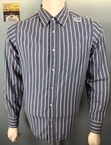 Mens Duck Head Jeans Co Large Athletic Fit Teal Blue + White Vert Striped Shirt - Picture 1 of 11