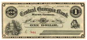 1874 Central Georgia Bank, Macon, GA $1 banconota rimanente n.844 UNL (59184) - Foto 1 di 2