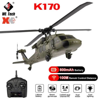 Wltoys K170 RC Helicopter UH-60L Black Hawk Brushless 6-Axis 4CH Remote Control - Image 1 of 4