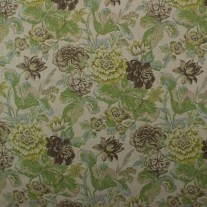 TELA COMO LINO FLORAL VERDE AZUL FLORAL SONETO VACILANTE SUBLIME MINERAL POR YARDA 54"W - Imagen 1 de 5