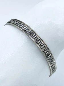 Vintage Danecraft Sterling Bangle Bracelet w/ Greek Key Motif - Picture 1 of 5