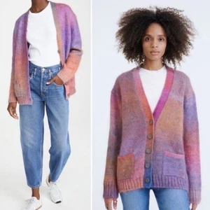 Re/Done Sz Large 90s Oversized Space Dye Cardigan Ombré Mohair Wool Boho - Picture 1 of 12