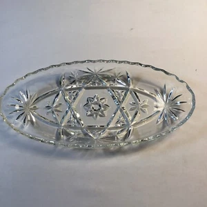 Vintage Anchor Hocking Star of David Oval Banana Split Relish Dish Tray - Imagen 1 de 4
