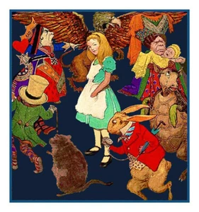Characters from Alice in Wonderland Counted Cross Stitch Pattern - Picture 1 of 10