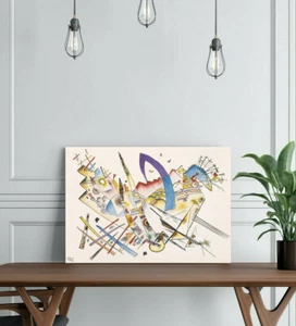 KADINSKY 1-FRAMED CANVAS ABSTRACT WALL ART PICTURE PAPER PRINT- YELLOW BLUE - Picture 1 of 12