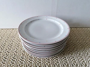 KAESTNER SAXONIA Abendbrotteller 10Stk 1899/7 Porzellan ø19cm Roter Rand/Punkte - Picture 1 of 4