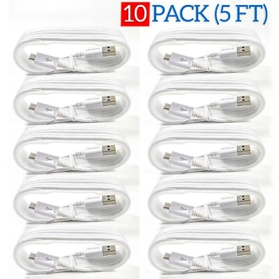 10X Lotes Atacado Branco Micro USB Cabo Carregador de Sincronização Cabo Para Telefone Android - Imagem 1 de 3