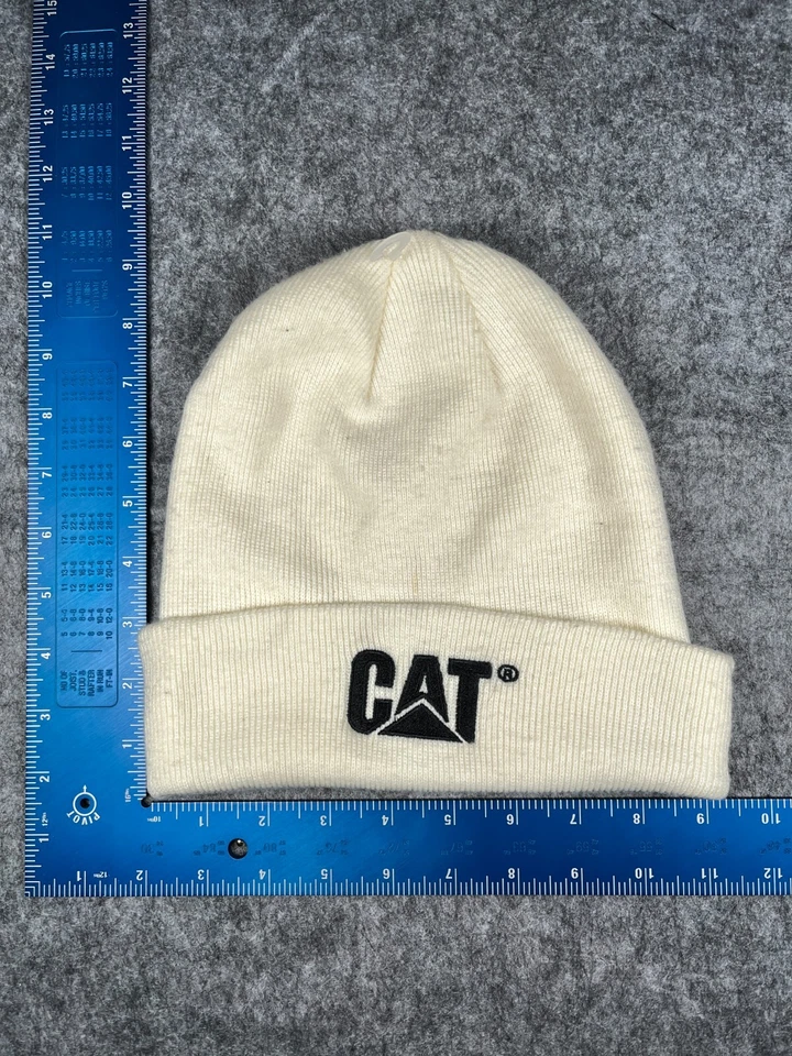 Gorro CAT Toque Adulto Talla Única Blanco Tejido Acrílico Logo Equipo de Construcción Foto 1 de 4