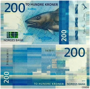 2016 Norway 200 Kroner P-55 NEW UNC Banknote - Picture 1 of 2