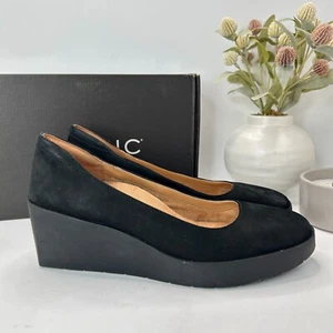 Vionic Sereno Wedge Slip On Black Nubuck Pumps I8693L1001 Women's 11 Wide - Picture 1 of 14