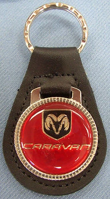 Red Dodge CARAVAN #3398 Leather Key Ring 1998 1999 2000 2001 2002 2003 2004 - Image 1 of 3