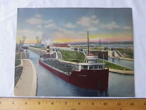 GIANT POST CARD 7'' X 9" SOO LOCKS, Michigan Rufus P. Ranney - Picture 1 of 3