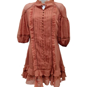 ASOS Designs mini dress with lace insets and tie detail in rust color Size 6 - Picture 1 of 4