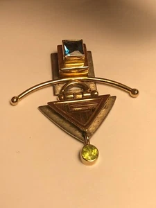 ANTIQUE 14K GOLD & STERLING SILVER PENDANT 34mm RARE 6.75 GRAMS - Picture 1 of 10