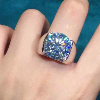 Anillo de compromiso de boda solitario individual de circonitas cúbicas corte redondo de 10,25 quilates para hombre Foto 1 de 3