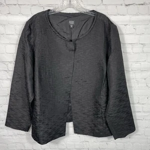 Eileen Fisher Crinkle Texture Silk Blazer/Cardigan With Magnetic Closure Size 1X - Picture 1 of 11