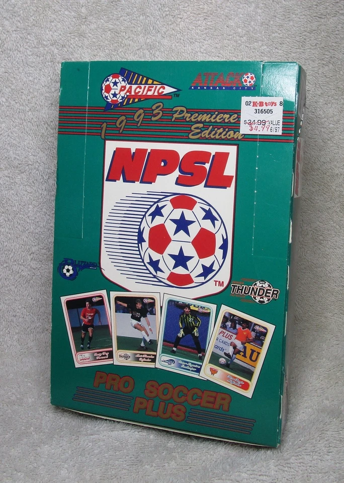 Caja de 36 Pacific NPSL Premiere Ed 1993 nuevas y selladas de fábrica Paquetes de tarjetas de fútbol Foto 1 de 4