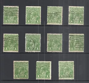 AUSTRALIA SCOTT 67 USADO x 11 - 1926 1p VERDE REY GEORGE NÚMEROS V - Imagen 1 de 2