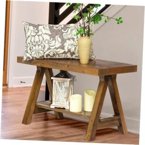  Farmhouse Wood Bench,Rustic Indoor Storage Bench for Entryway, 30" wood bench - Picture 1 of 7