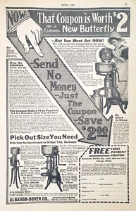 PRINT AD Albaugh Dover Butterfly Cream Separator Antique 1921 with Coupon 8x12 - Bild 1 von 1