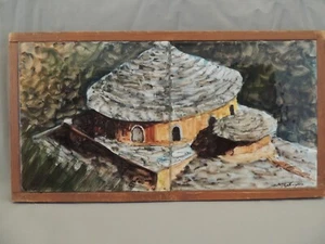 2 Greek ceramic decorative tiles hand made in a wooden frame - Picture 1 of 10