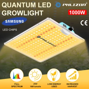 Phlizon 1000W w/Samsung LM281B LED Grow Light Full Spectrum for All Plants Veg - Picture 1 of 12