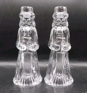 2 Princess House Old World Santa Claus Crystal Candlestick Holders Christmas 8” - Picture 1 of 14