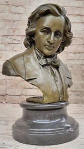 Escultura de bronce artesanal VENTA Mármol Calidad Museo Busto Chopin Deco Arte - Imagen 1 de 10