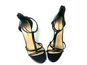 WOMEN’S HEELS BRECKELLE'S SIZE 6.5 BLACK OPEN TOE STRAPPY 4in HEELS - Picture 1 of 7
