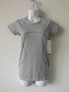 Neu mit Etikett LULULEMON TEWH/BLK weiß schwarz gestreift Swiftly Tech SS 2.0 Rundhalsausschnitt Top 6 - Bild 1 von 11