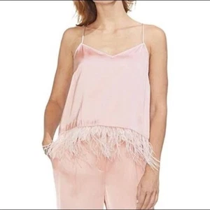 Vince Camuto Mujer Satén Gasa Camisola Rosa Buff Rosa Pluma Dobladillo Talla XXS - Imagen 1 de 10