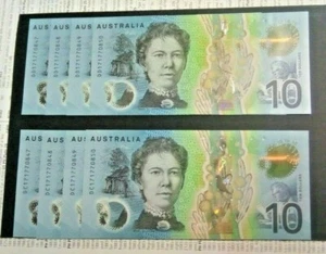 RARE 2017  AUSTRALIA  TEN DOLLARS  FOUR CONSECUTIVE PREFIXES AND NUMBERS (a) - Bild 1 von 6