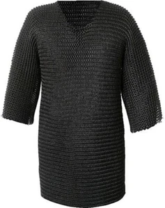 Baustahl Kettenhemd 09 mm flach genietet Ring Halbarm Hauberk Rüstung LARP - Bild 1 von 2