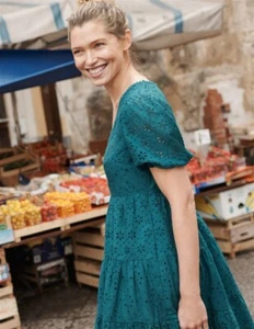 Boden - Back Detail Broderie Dress - Kleid Sommer NEU UK 16 EU 44 - Bild 1 von 6