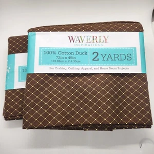 Waverly Fabric Duck 100% Cotton 4 Yards 45” wide Diamond Cocoa Brown - Picture 1 of 5