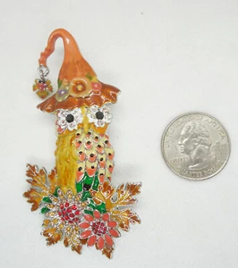 KIRKS FOLLY ENCHANTED WOODLAND OWL PIN PENDANT SILVERTONE - Picture 1 of 5