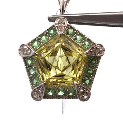 Designer TGGC 925 Sterling Silver Peridot Green Tourmaline White Topaz Pendant - Image 1 of 4
