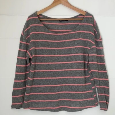 Suéter holgado Brandy Melville gris con rayas de coral RARO * Talla única * Usado en excelente estado Foto 1 de 4