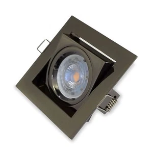 10X Black Chrome Downlight Recessed Square 240V GU10, LED Tilted Ceiling Light F - Picture 1 of 9