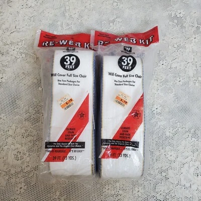 Lote 2 De Colección Nuevo en Paquete Wellington Re-Web Kit Para Silla de Césped 39 Pies Nuevo 820039 Blanco Azul Foto 1 de 3