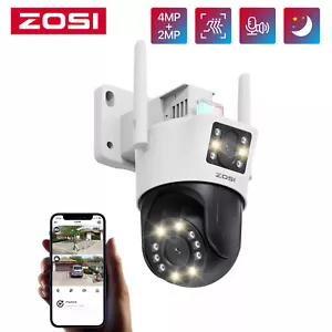 ZOSI 6MP WLAN Überwachungskamera Außen Dual Linse 4MP+2MP Personenerkennung Ton - Bild 1 von 11