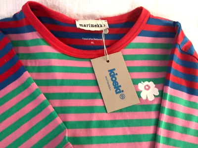 MARIMEKKO TShirt Tasaraita Relaxed Short Sleeve Brand New with Tags Size XL Nice - Image 1 of 4