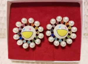 Takashi Murakami x Liquem Pearl Flower Piercings 2024 Limited NEW Japan - Picture 1 of 5
