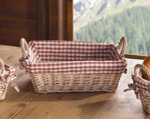 Schale "Karo", eckig Brotkorb Obstkorb mit Textileinlage Aufbewahrung - Bild 1 von 5