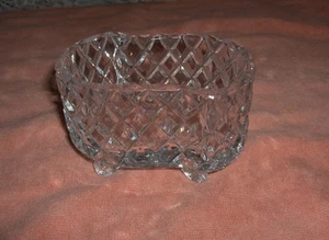Vintage Bohemian Diamond Cut Lead Crystal 4-Footed Trinket Vanity Bowl Dish NICE - Picture 1 of 1