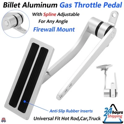 Universal Billet Aluminum Gas / Throttle Pedal Hot Rod,Car,Truck Firewall Mount - Image 1 of 4